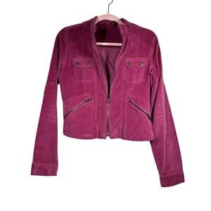 SO Pink Purple Corduroy Long Sleeve Zip Up Jacket Medium